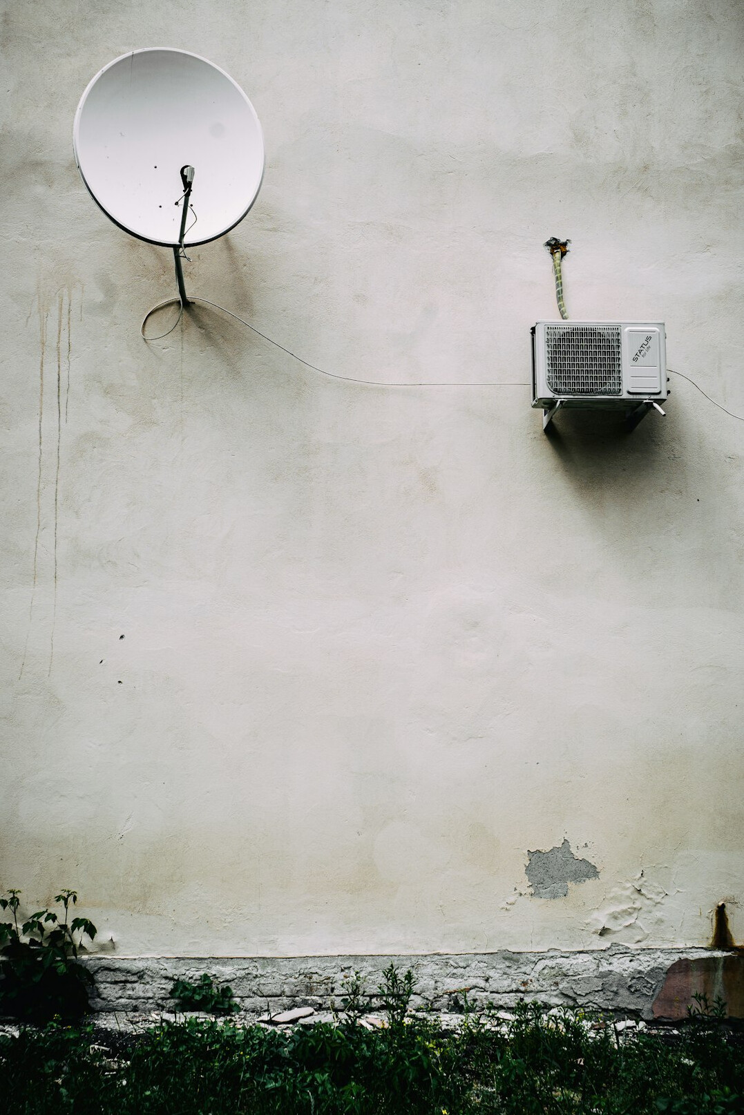 Outside broadcast van with satellite dish and cables